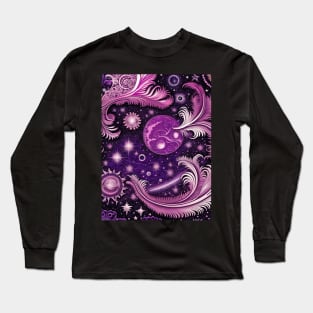 Other Worldly Designs- nebulas, stars, galaxies, planets with feathers Long Sleeve T-Shirt